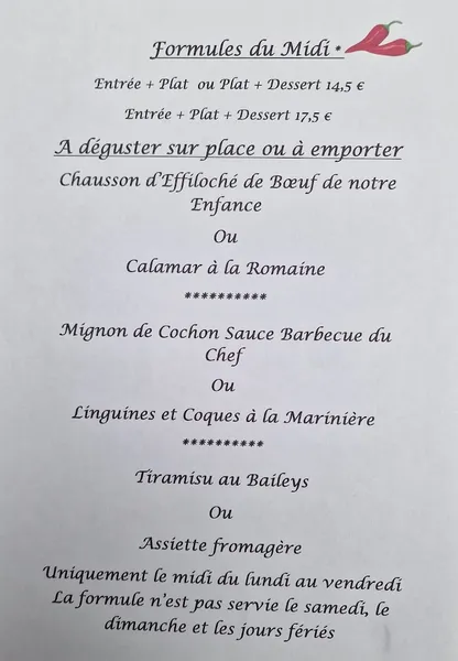 menu 0 of La Part Des Anges