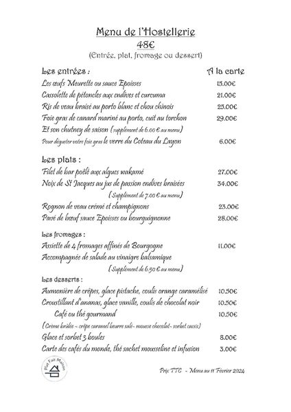 menu 0 of Hostellerie de la Fontaine