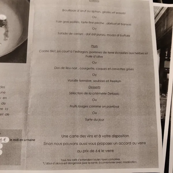 menu 2 of Au Goût du Jour