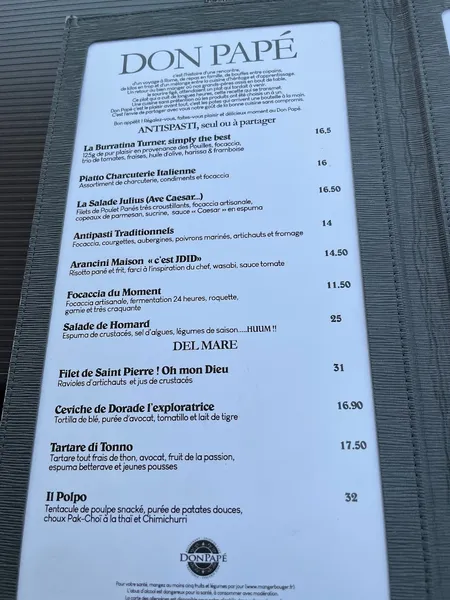 menu 1 of Don Papé