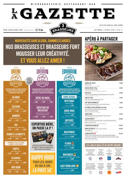 menu 1 of 3 Brasseurs Chalon-sur-Saône