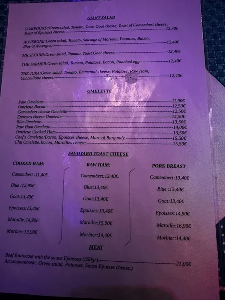 menu 0 of La Guinguette