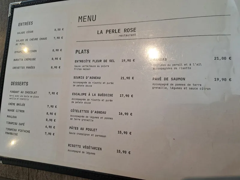 menu 0 of La Perle Rose