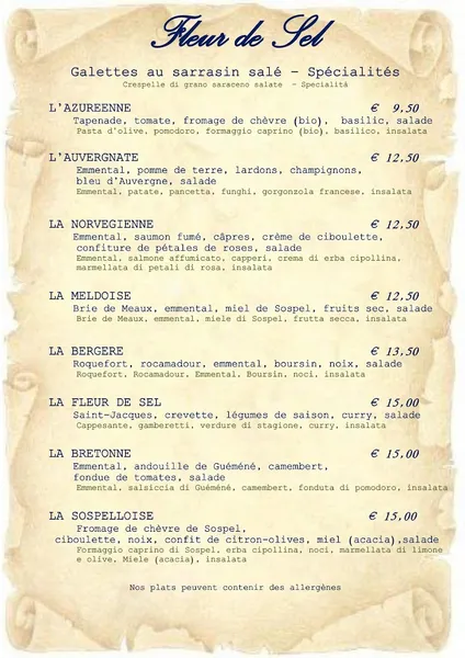 menu 1 of Fleur De Sel