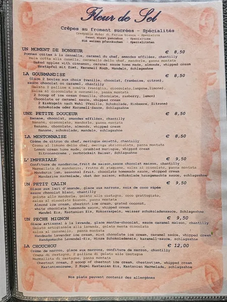 menu 2 of Fleur De Sel