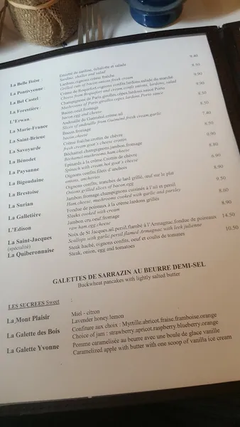 menu 2 of Crêperie Bretonne