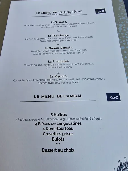 menu 0 of Restaurant Les Flots