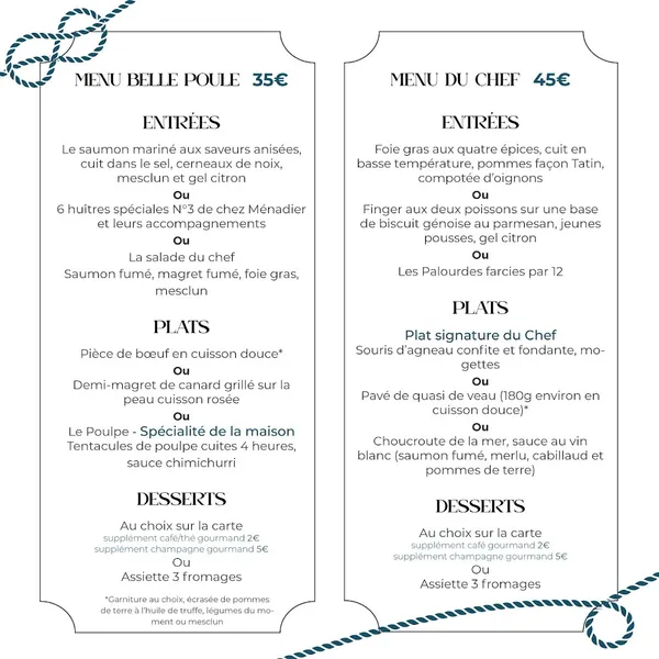 menu 1 of La Belle Poule