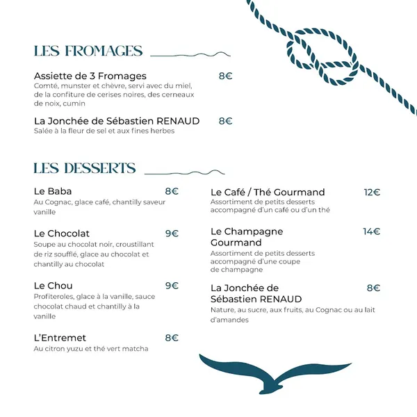 menu 2 of La Belle Poule