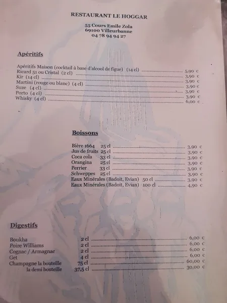 menu 0 of le Hoggar