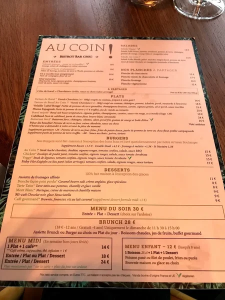 menu 0 of Au Coin ! Bistrot-Bar Chic Ermont