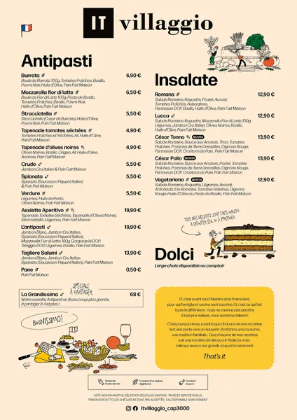 menu 0 of IT villaggio