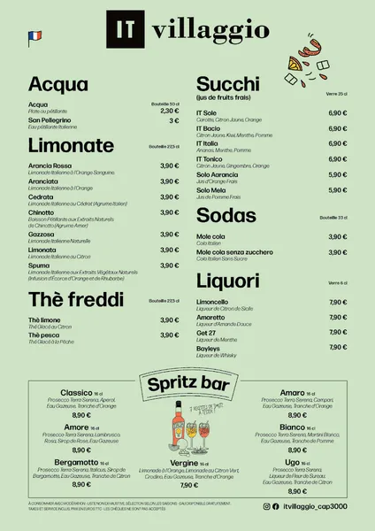 menu 1 of IT villaggio
