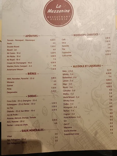 menu 0 of La Mezzanine