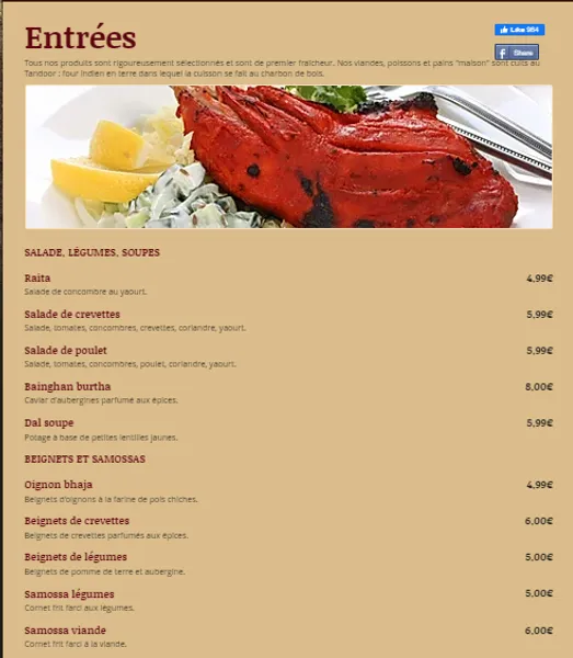 menu 0 of Restaurant Shalimar