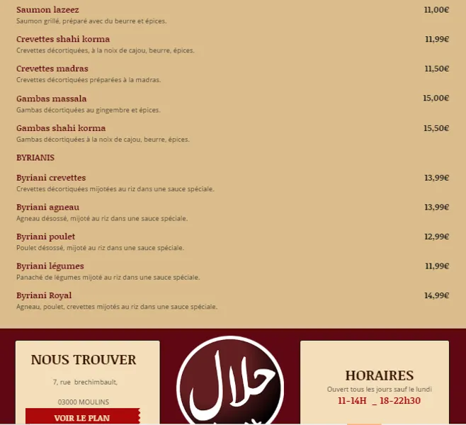 menu 2 of Restaurant Shalimar