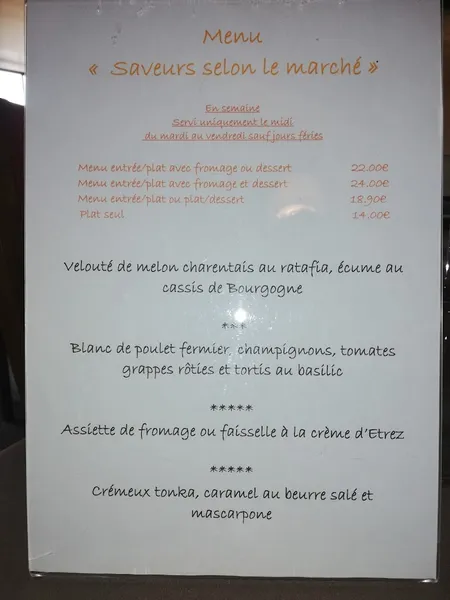 menu 2 of Le Saint Loup