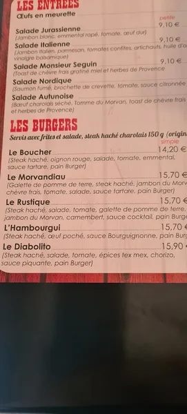 menu 1 of La Table du Boucher