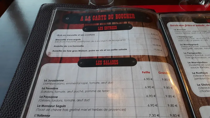 menu 2 of La Table du Boucher