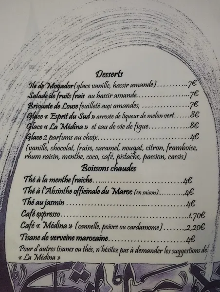 menu 0 of La Médina