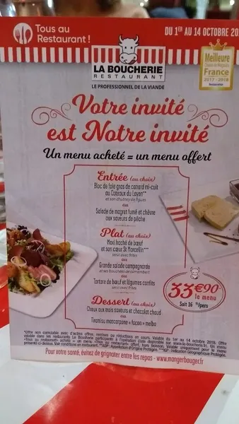 menu 0 of Restaurant La Boucherie