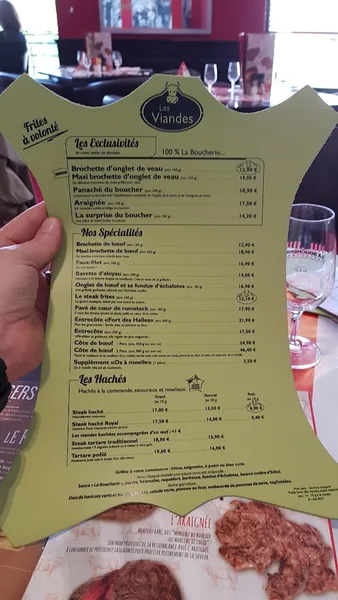 menu 2 of Restaurant La Boucherie