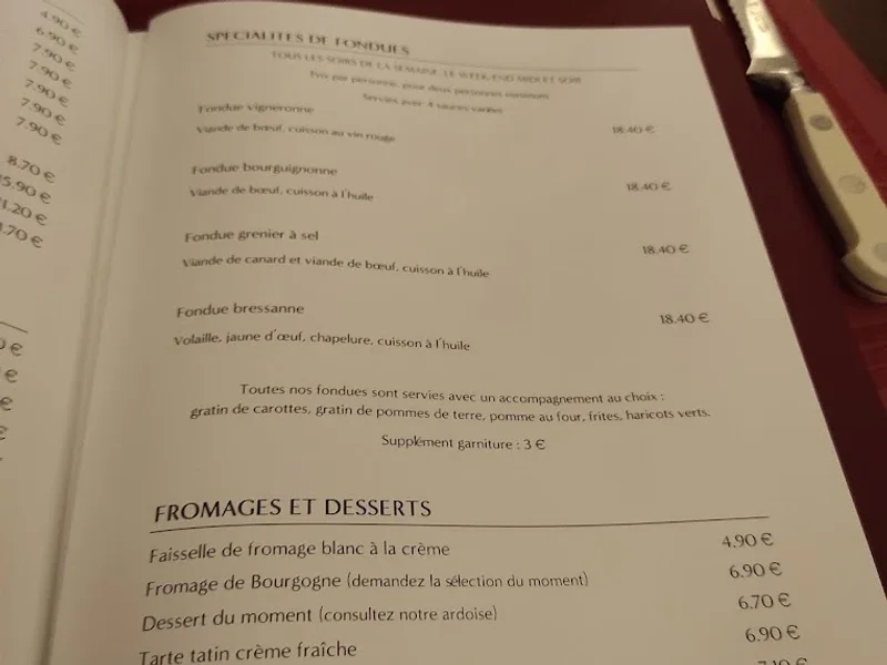 menu 2 of Le Grenier à Sel