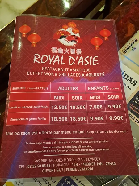 menu 0 of ROYAL D'ASIE