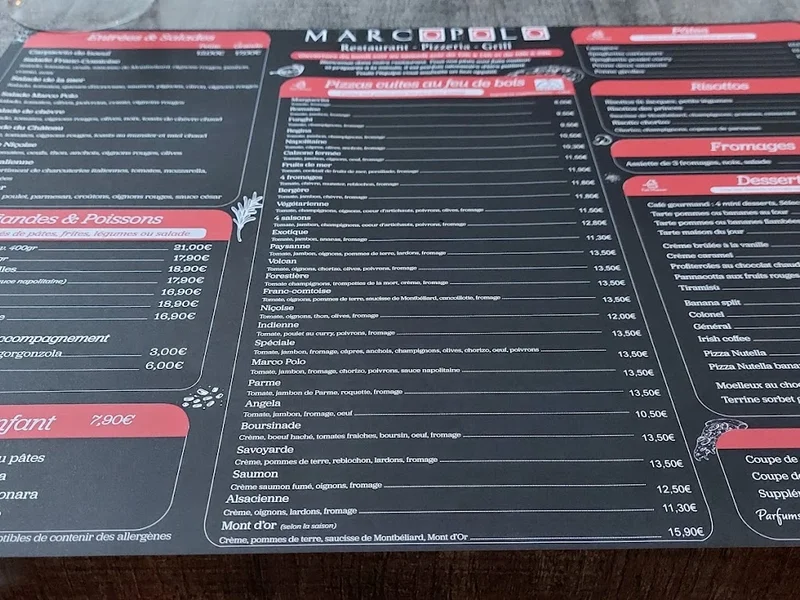 menu 2 of Le Marco Polo