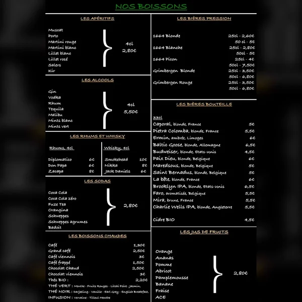 menu 0 of La Calèche