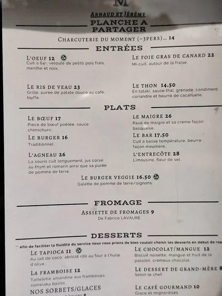 menu 2 of La Table de M