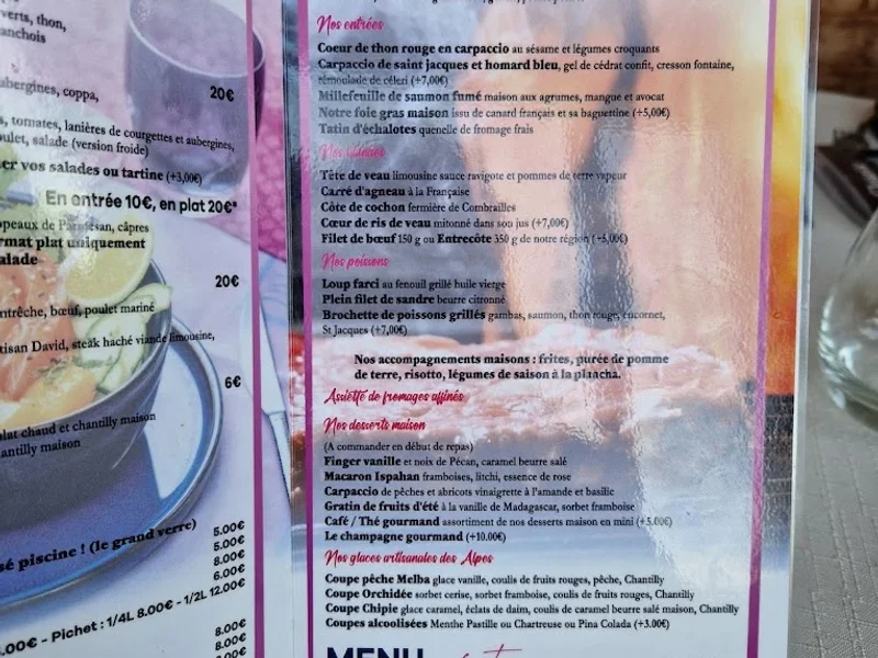 menu 1 of Les Terrasses Des Gourmets SAS