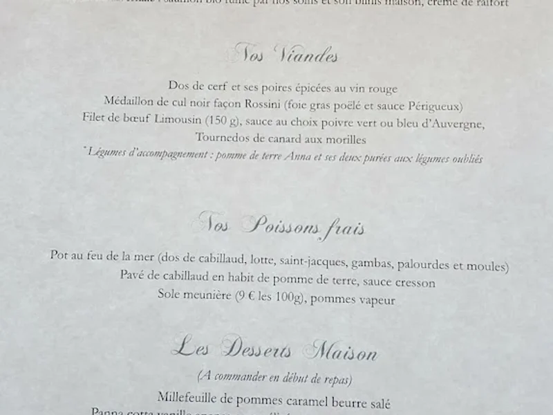 menu 2 of Les Terrasses Des Gourmets SAS
