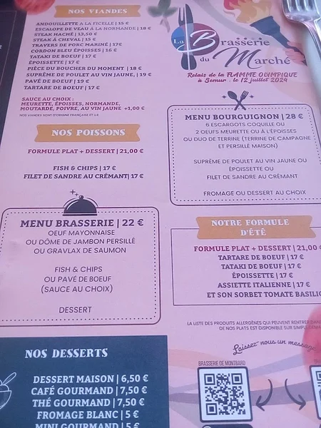 menu 0 of Restaurant Brasserie Du Marché