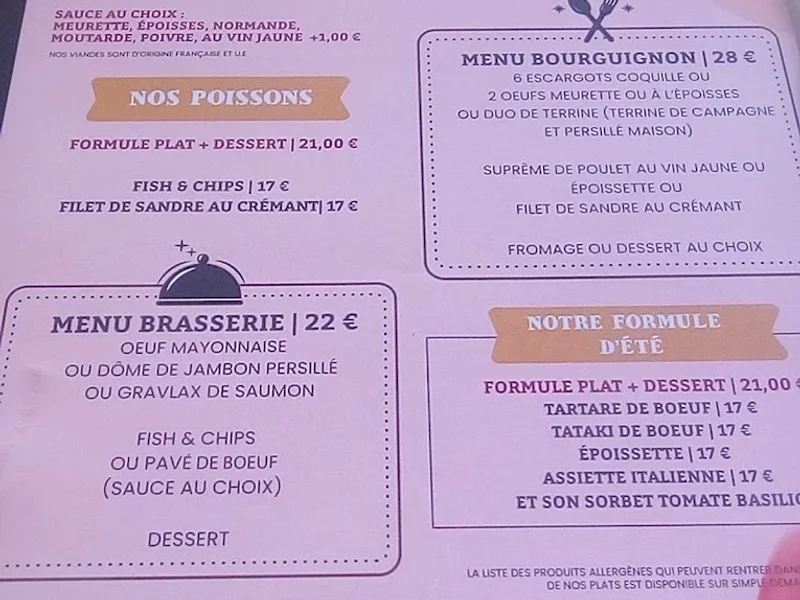 menu 0 of Restaurant Brasserie Du Marché