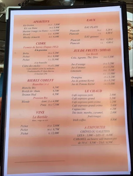 menu 0 of Au Fil des Crêpes