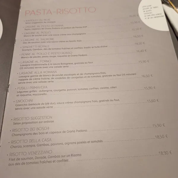 menu 0 of O'Pizzicato Obernai