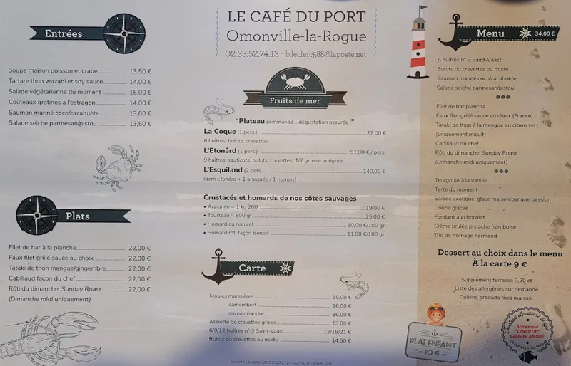 menu 0 of Café du port