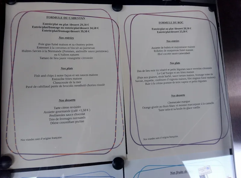 menu 0 of Le Cabestan
