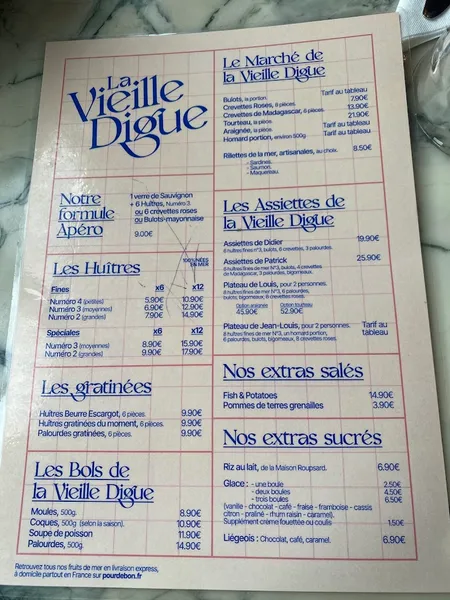 menu 0 of La Vieille Digue