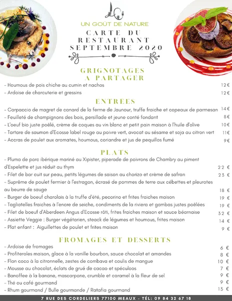 menu 0 of Un Goût De Nature
