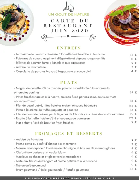menu 1 of Un Goût De Nature