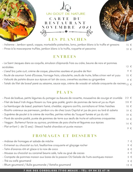 menu 2 of Un Goût De Nature