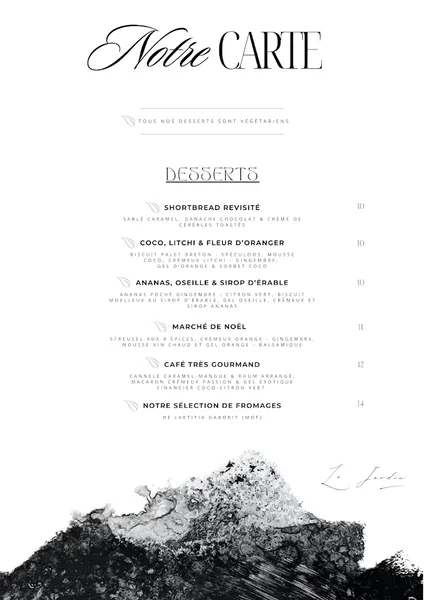 menu 1 of Restaurant Le Jardin - Nantes Orvault