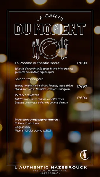 menu 1 of Brasserie Restaurant Authentic