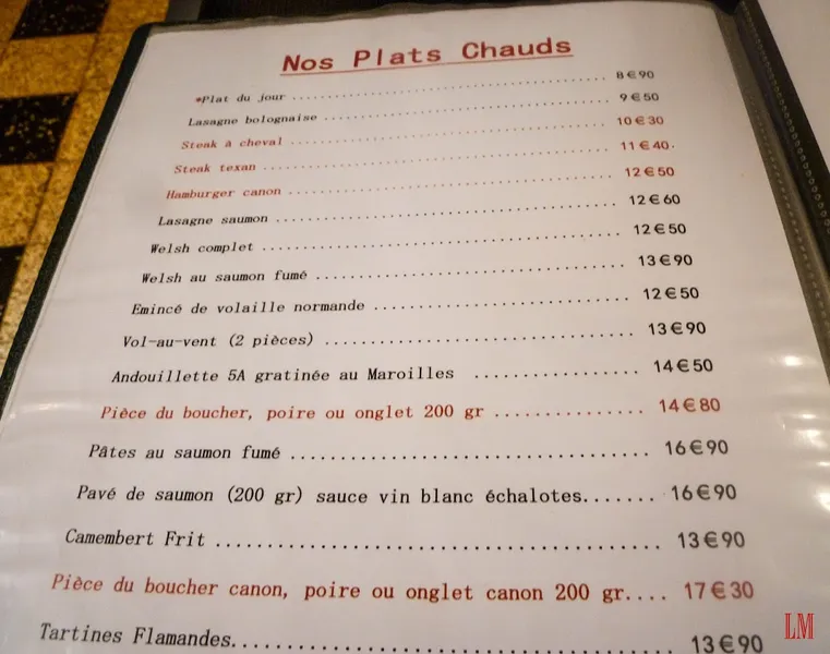 menu 0 of Au Canon d'Or