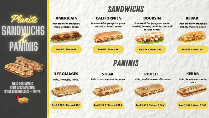 menu 2 of Planete Burger and tacos