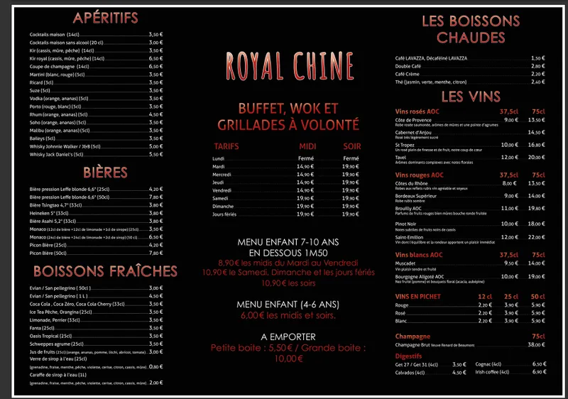 menu 0 of Royal Chine, restaurant asiatique