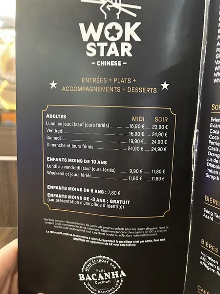 menu 2 of WOK STAR