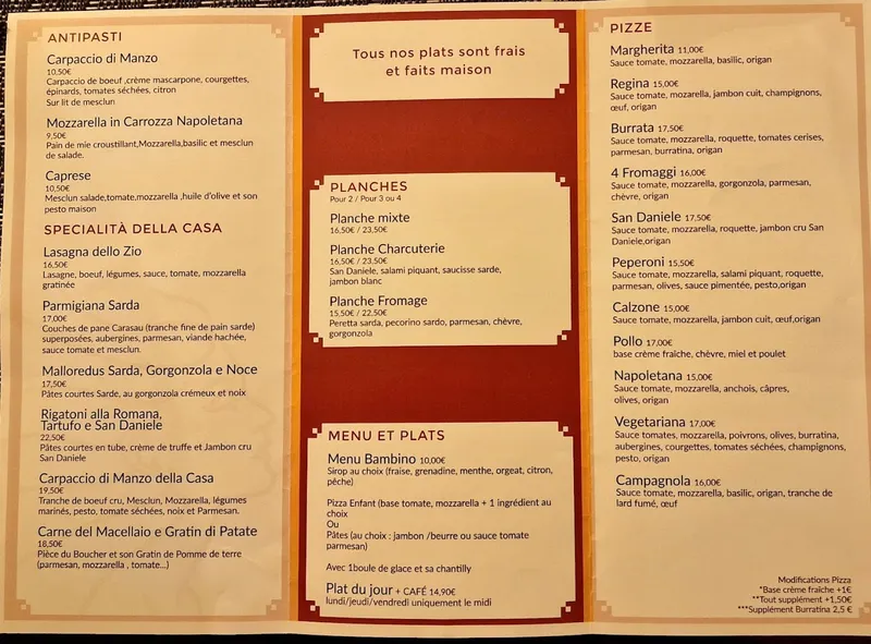 menu 1 of La Bella Donna